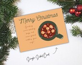 Holiday Christmas Card Template, Printable Christmas Cards, Digital Download Christmas Card, Cat, Cocoa