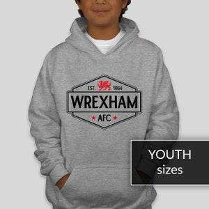 YOUTH SIZES | Wrexham AFC Hoodie | Fan of Wrexham Sweatshirt | Wrexham Logo Shirt | Wrexham Wales | Youth Heavy Blend Hooded Sweatshirt