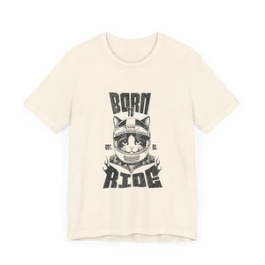 Born To Ride Cat Shirt, Funny Cute Cat Humor, Gifts for Cat Lovers, Motorcycle Cat, Kitten Love, Cat Owner Apparel Vintage Aesthetic Tee