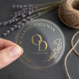 Personalized Wedding Stickers, Gold Foil Monogram, Envelope Seals (Digital Download Template)