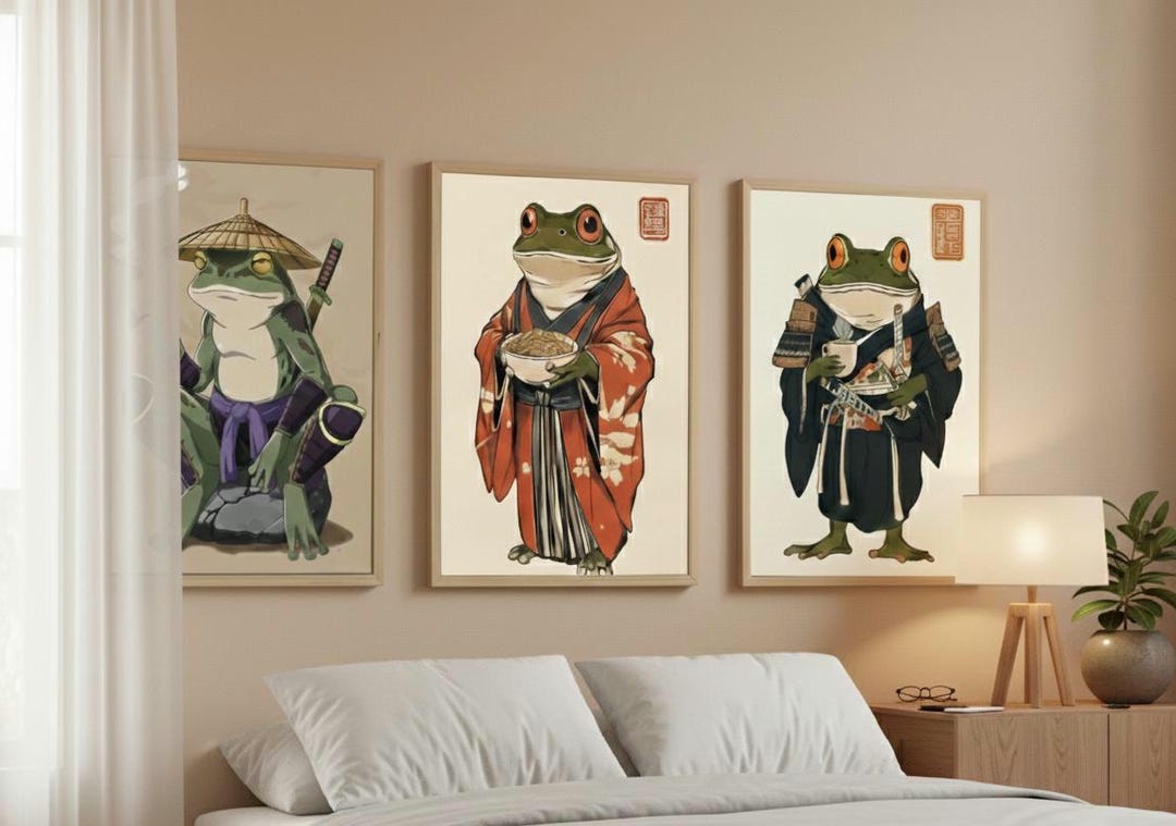 Japanese Art: Set of 3 Frog Prints by Matsumoto Hoji (premium Giclée ...