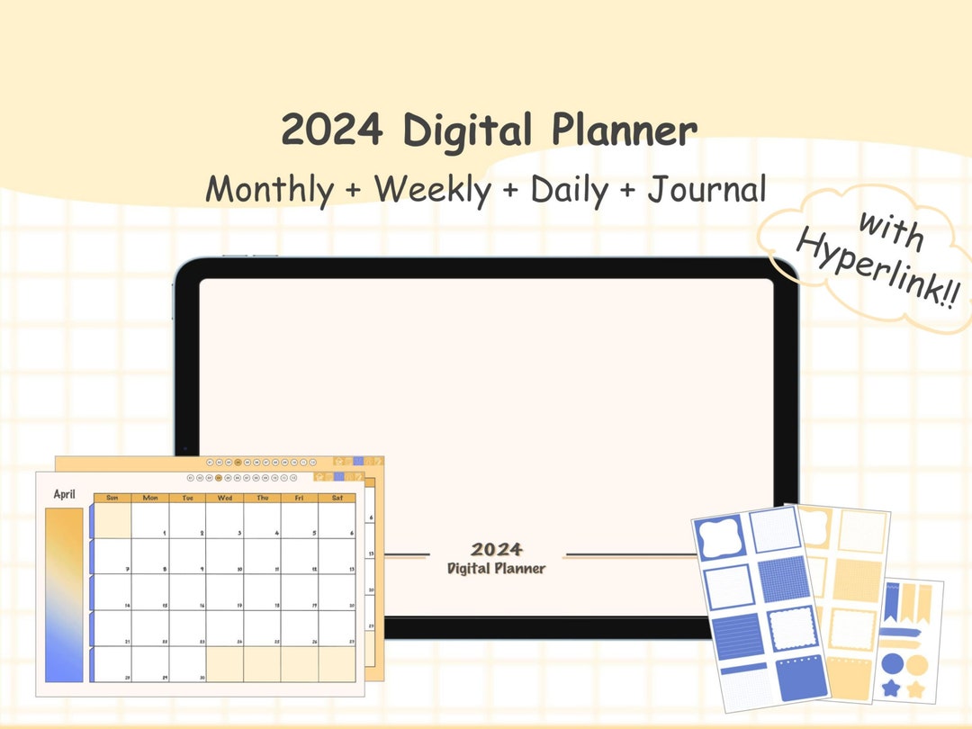 2024 Digital Planner Hyperlink , Free Memopads & Stickers - Etsy