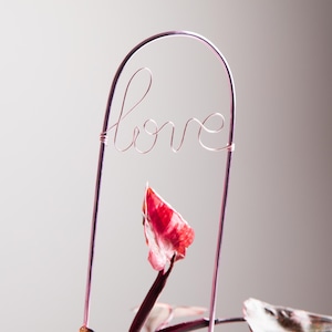 Supporto per piante ad arco fatto a mano Love rosa