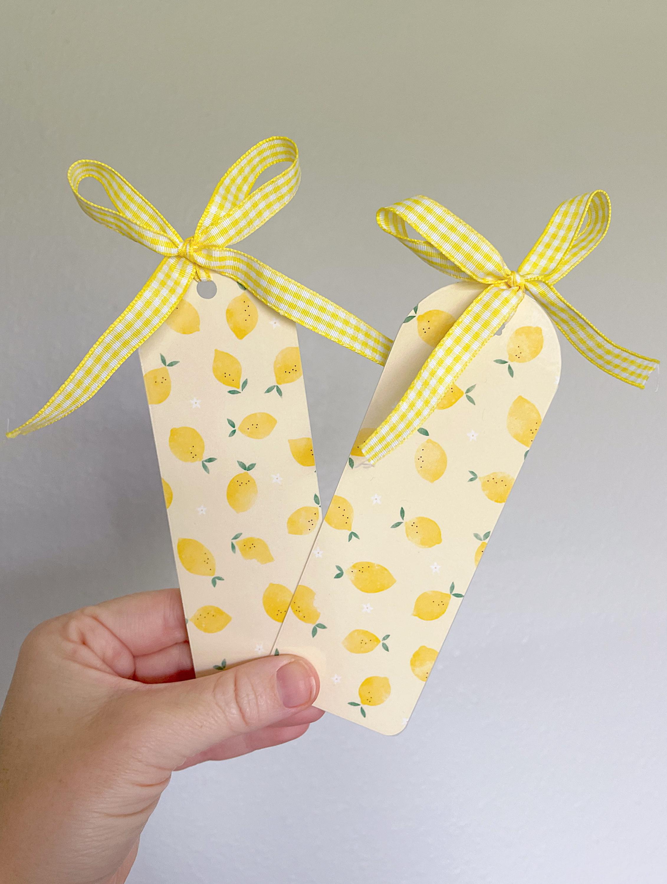 Lemon Bookmark: Two-sided Page Saver With Yellow Gingham Ribbon - Etsy