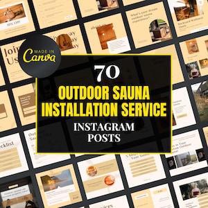 Outdoor Sauna Installation Canva Templates, Sauna Installation Instagram Templates, Customizable Sauna Service Social Media Posts, Instagram