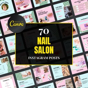 Nail Salon Canva templates, Nail Salon Instagram Posts, Nail Salon social media, Editable Canva Templates, Nail Care Post Template, Manicure