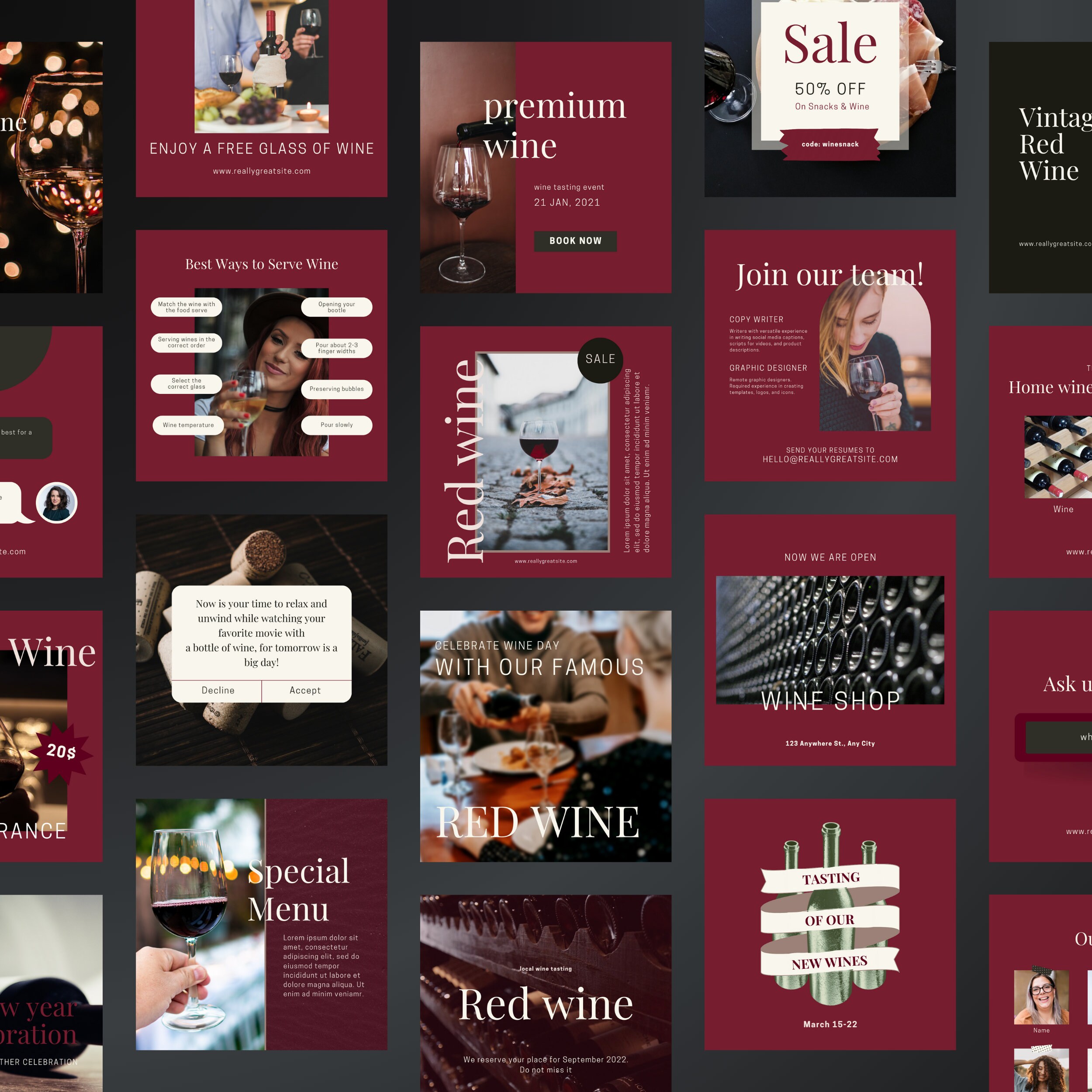 Wine Business Canva Templates | Editable Instagram Posts for Wineries ...