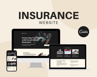 Insurance Canva Website, Insurance Agent Website Template, Canva Website Template, Insurance Broker Website Template, Insurance Template