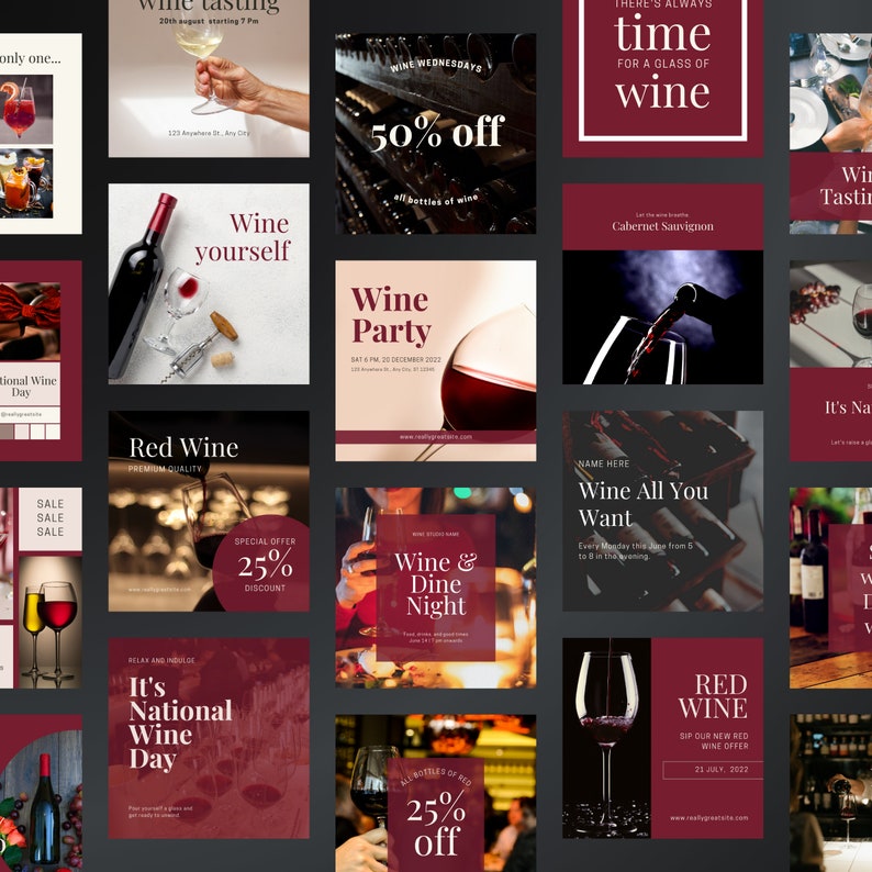 Wine Business Canva Templates | Editable Instagram Posts for Wineries ...