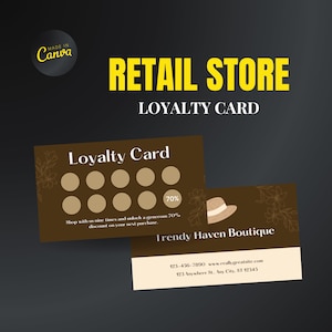 Retail Store Loyalty Card Canva Template, Client royalty card, Small business card, Rewards card, Editable loyalty card, Discount Card Canva