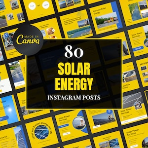 Solar Energy Business Canva Template, Solar Energy Templates for Canva, Solar Power Instagram Posts, Energy Editable Template, Canva design