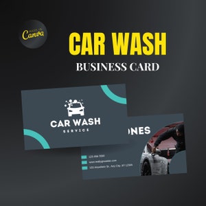 Visitekaartje carwash, Canva-sjabloon voor visitekaartjes, Carwash-promotie, Carwashmarketing, Automotive-visitekaartje, Carwashservice
