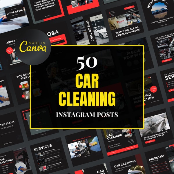 Car Cleaning Canva Template, Car Cleaning Service, Car wash Instagram posts, auto cleaning canva templates, cleaning business templates