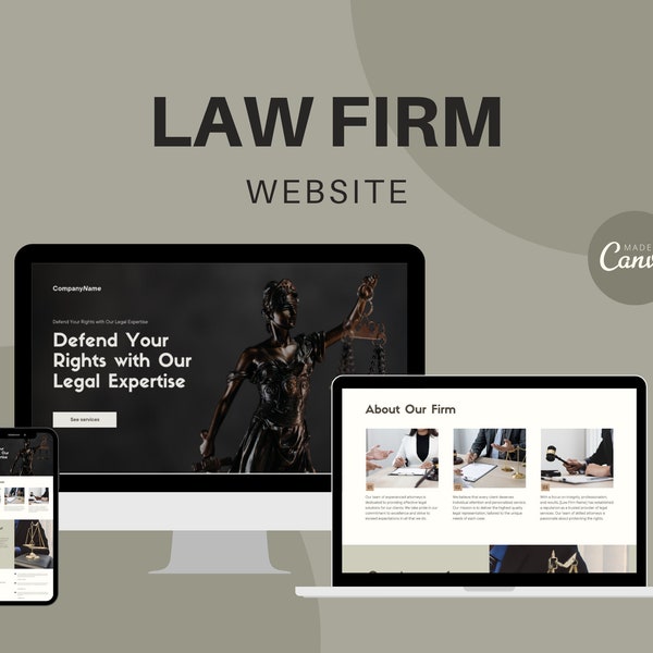 Law Firm Website Template, Canva Website, Canva Template for Law Company, Lawyer website, Lawyer landing page, Custom Lawyer Canva website