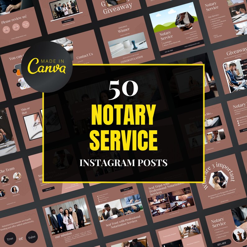 Notary Posts Notary Service Canva Templates | Editable Instagram Posts for Notaries ...