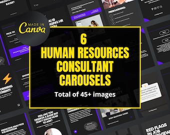 Plantillas de carrusel de RR. HH. de LinkedIn / Publicaciones editables de Canva para consultores de contratación y RR. HH.