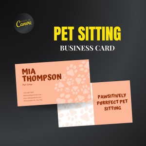 Tarjeta de visita para cuidado de mascotas, tarjeta de visita editable para cuidado de mascotas, plantilla Canva para cuidado de mascotas, tarjeta de visita para cuidado de mascotas, tarjeta de visita para pasear perros