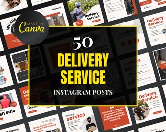 Delivery Service Canva Template, Home Delivery Template, Delivery Company Canva Template, Instant Delivery Editable Template, Delivery posts
