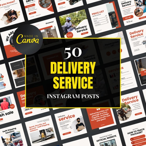 Delivery Service Canva Template, Home Delivery Template, Delivery Company Canva Template, Instant Delivery Editable Template, Delivery posts