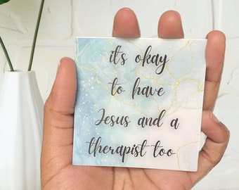 It's okay to have Jesus and a therapist too, custom sticker, vinyl decal stickers, Jesus sticker, faith sticker, mirror decal, car stickers