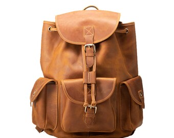 Vintage Backpack, Travel Backpack, Leather Backpack, Laptop Bag, Leather Large Capacity Men's Bag