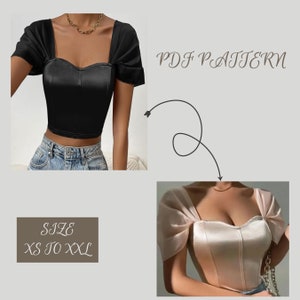 Sweetheart Top Pattern Neck Crop Top Fashion Pattern Sleeveless Shirt Pattern PDF sewing pattern US Letter \ A4 \ A0 pdf sewing pattern