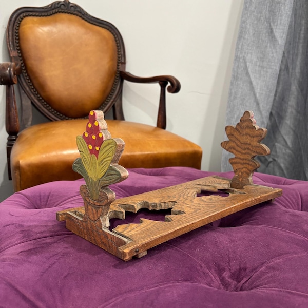 Vintage foldable Wooden Flower Bookends
