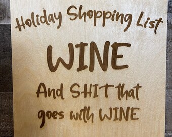 Holiday Shopping List Wood Sign