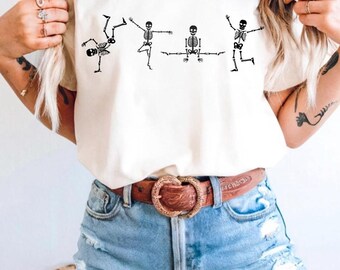 Comfort Colors Dancing Skeleton T-Shirt, 90s Retro Y2k Style