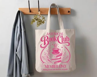 Bookish Canvas Tote Bag, Anti-Social Book Club, Book Lover Gift