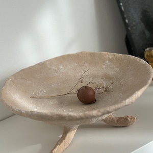 Handcrafted Clay Pottery Footed Bowl - Medium Size Tray Home Decor Accent