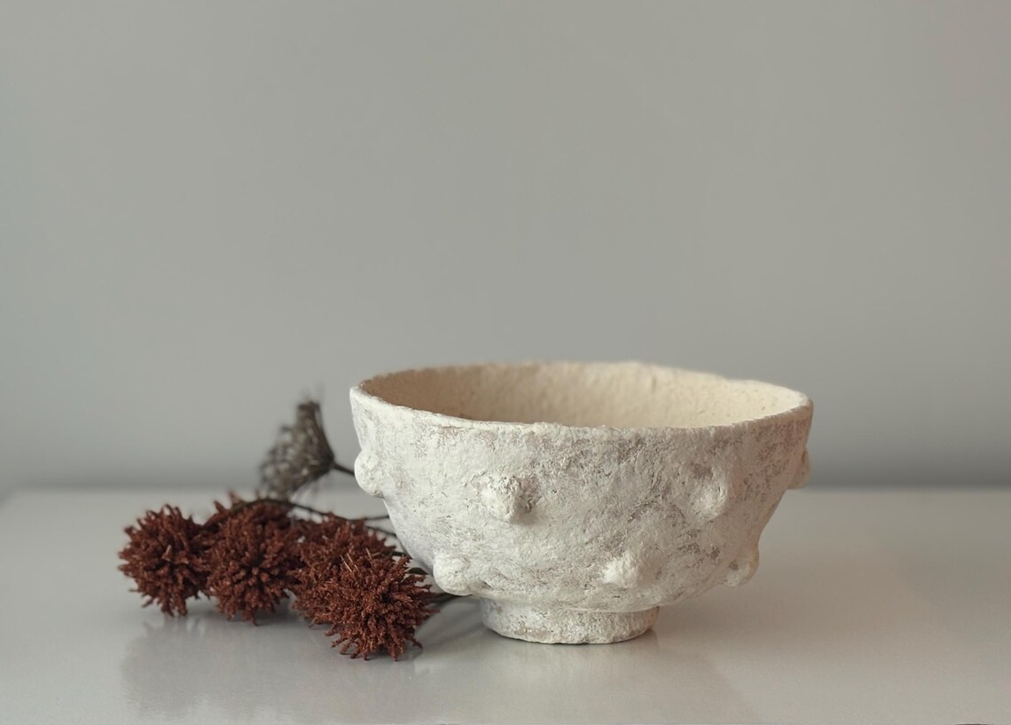 Picture of Eco-friendly Rustic Paper Mache Bowl - 3D Bumps Pattern - Medium Size ...