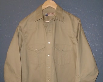BIG MAC Pearl Snap Work Wear Shirt VINTAGE Deadstock 1995 Heavy Western Button Up Men's Size Medium R 15-15 1/2