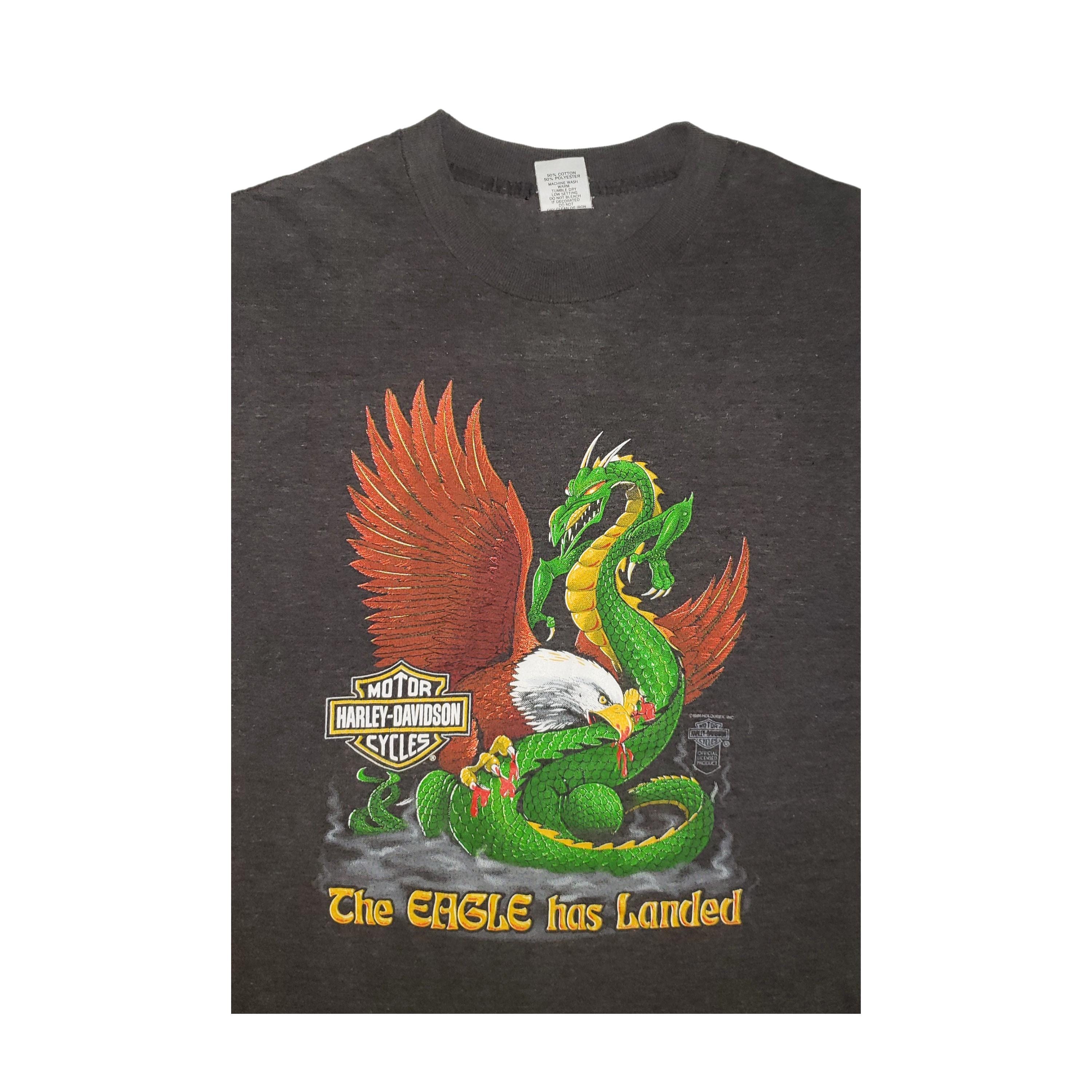 Harley Davidson 80s イーグル ドラゴン グラフィック ロンT 激レア 80s ハーレーダビッドソン ビンテージ ロンTシャツ