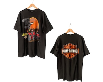 Vintage Harley Davidson Motorcycles 1995 Country T-Shirt Black Single Stitch USA Shirt XL
