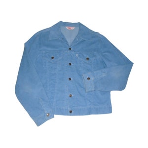 Vintage 70s Levi's Trucker Jacket Powder Blue Corduroy 70505