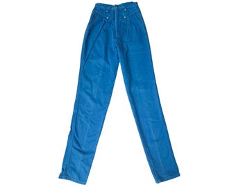Jeans western vintage Wrangler Silverlake, blu turchese, a vita alta, modello cowgirl senza schienale, 3/4