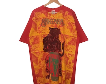 Vintage Santana World Tour All Over Print 1999 T-Shirt AOP Red XL