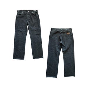 WRANGLER Vintage 90's Denim Jeans Made in USA Acid Wash GREEN Straight Leg Western Rodeo Cowboy Cut 13MWZFT Mens Size 36 x 30