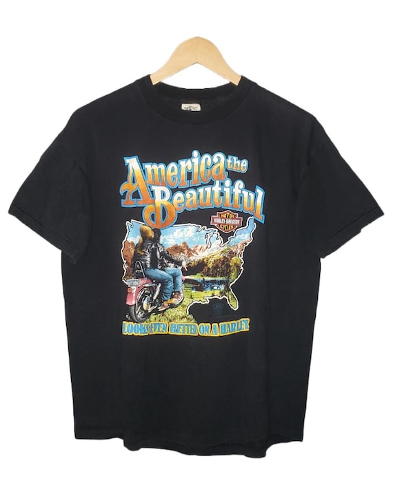 1988 Harley-Davidson ハーレーTシャツ M ヴィンテージ Vintage 1988 Harley Davidson America T-shirt, Black Cotton, Size