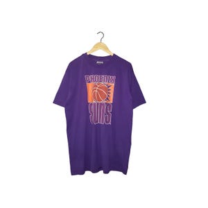Vintage Phoenix Suns Early 90s Single Stitch Puff Print NBA T-Shirt Purple Single Stitch Shirt XL