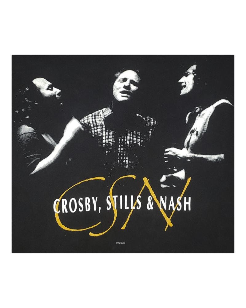 Vintage Crosby Stills & Nash 1992　Tシャツ Vintage Crosby, Stills & Nash 1992 T-shirt Rock Concert