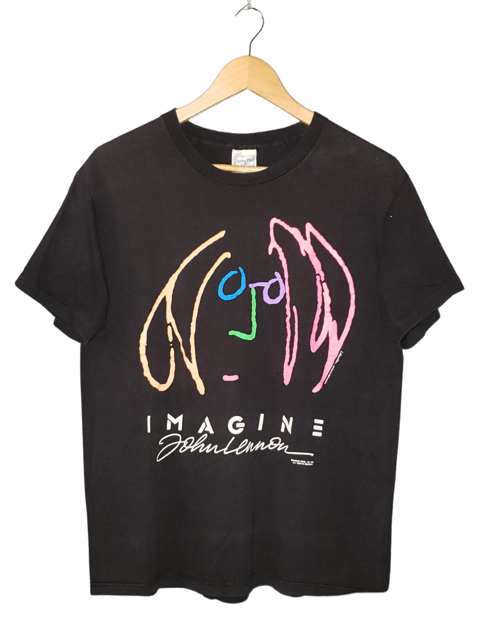 Vintage 1988 John Lennon Imagine Quote T-shirt Black Single Stitch