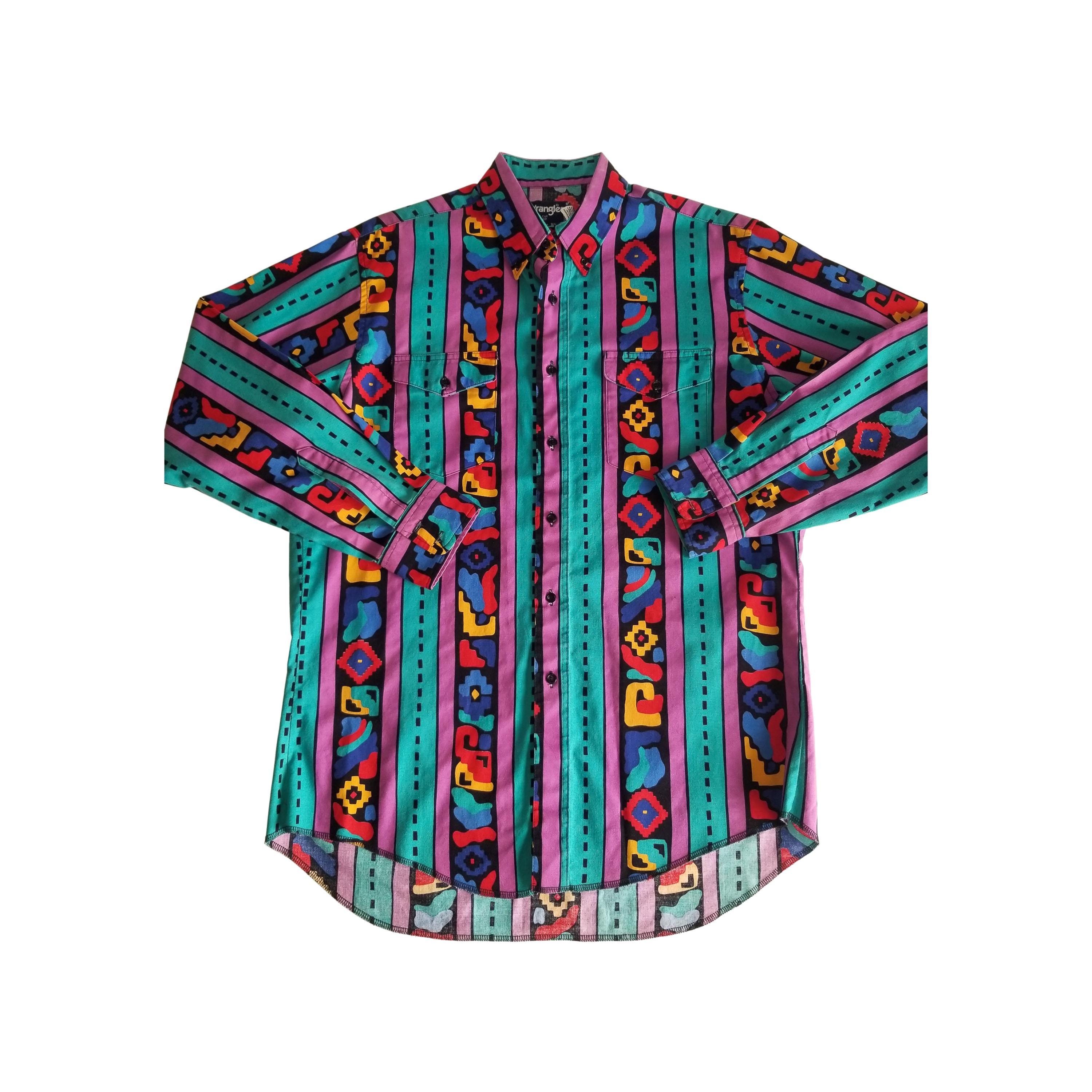 WRANGLER Brushpopper Western Button up Shirt Teal and Purple