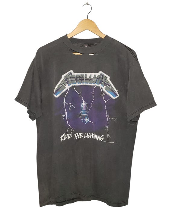 90s LLICA RIDE THE LIGHTNING バンドTシャツ Metallica T-Shirt | Ride The Lightning Album Art T-Shirt