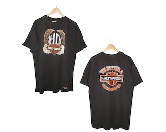 Vtg 80s Oneita Power-t Black Harley-davidson Single Stitch T-shirt