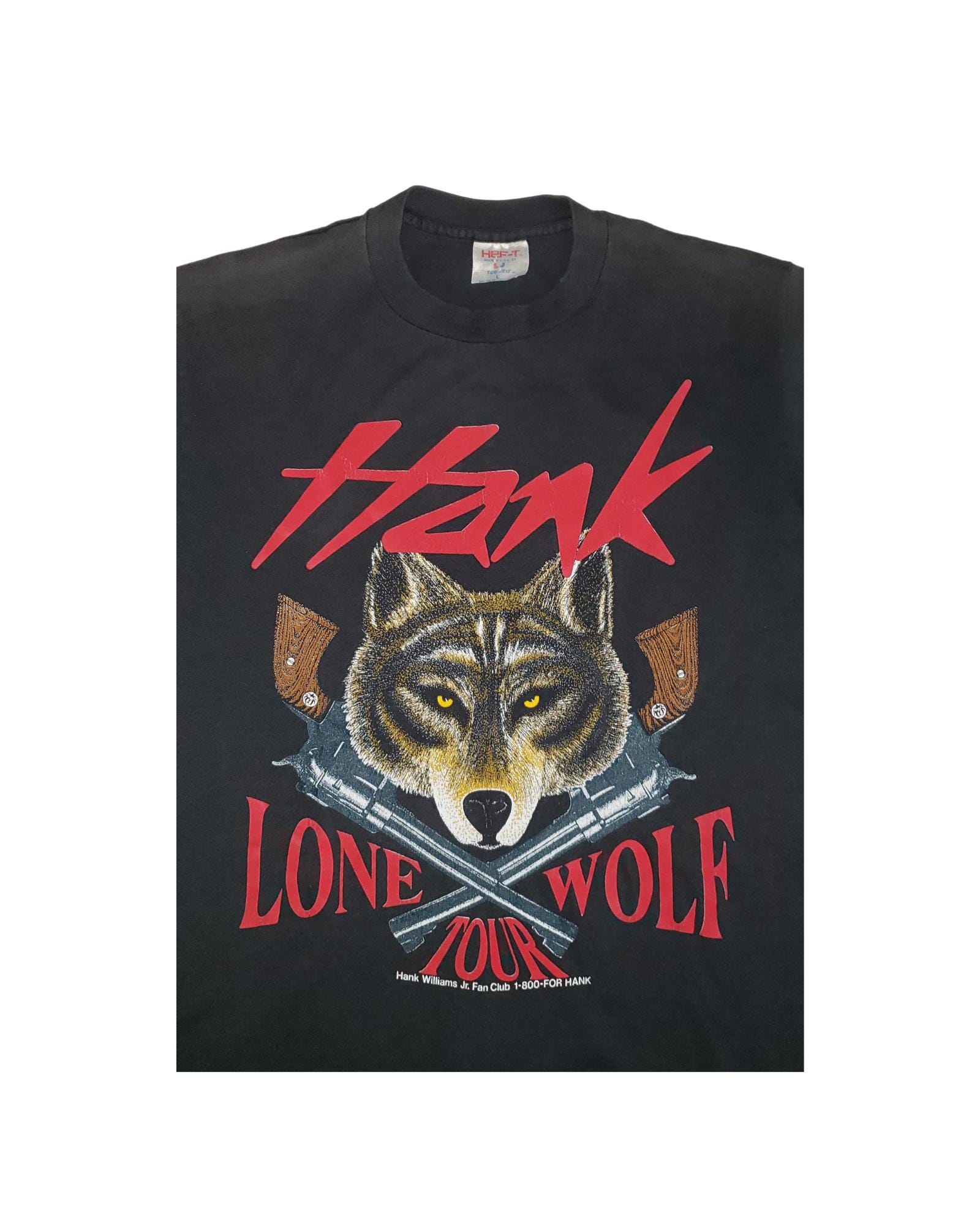 Vintage Hank Williams Jr. Lone Wolf Tour 1990 T-shirt - Size Large 