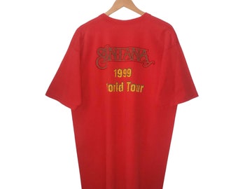 Vintage Santana World Tour All Over Print 1999 T-shirt AOP Red XL
