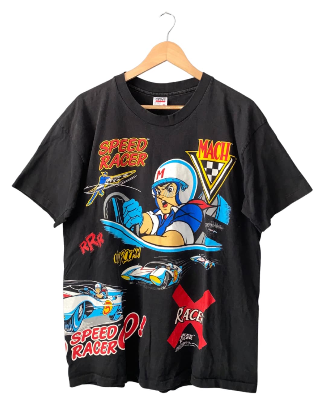 Vintage Speed Racer All Over Print T-shirt 1992 Single Vintage Speed Racer All Over Print T-shirt 1992 Single
