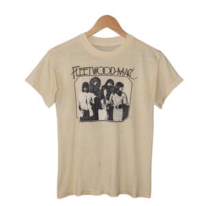 Vintage 1976 Fleetwood Mac Stevie Nicks T-Shirt Cream Band Concert Rock Shirt Size Small